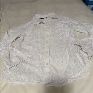 Tommy Hilfiger White Daisy Print Textured Button Up Shirt Women’s Large